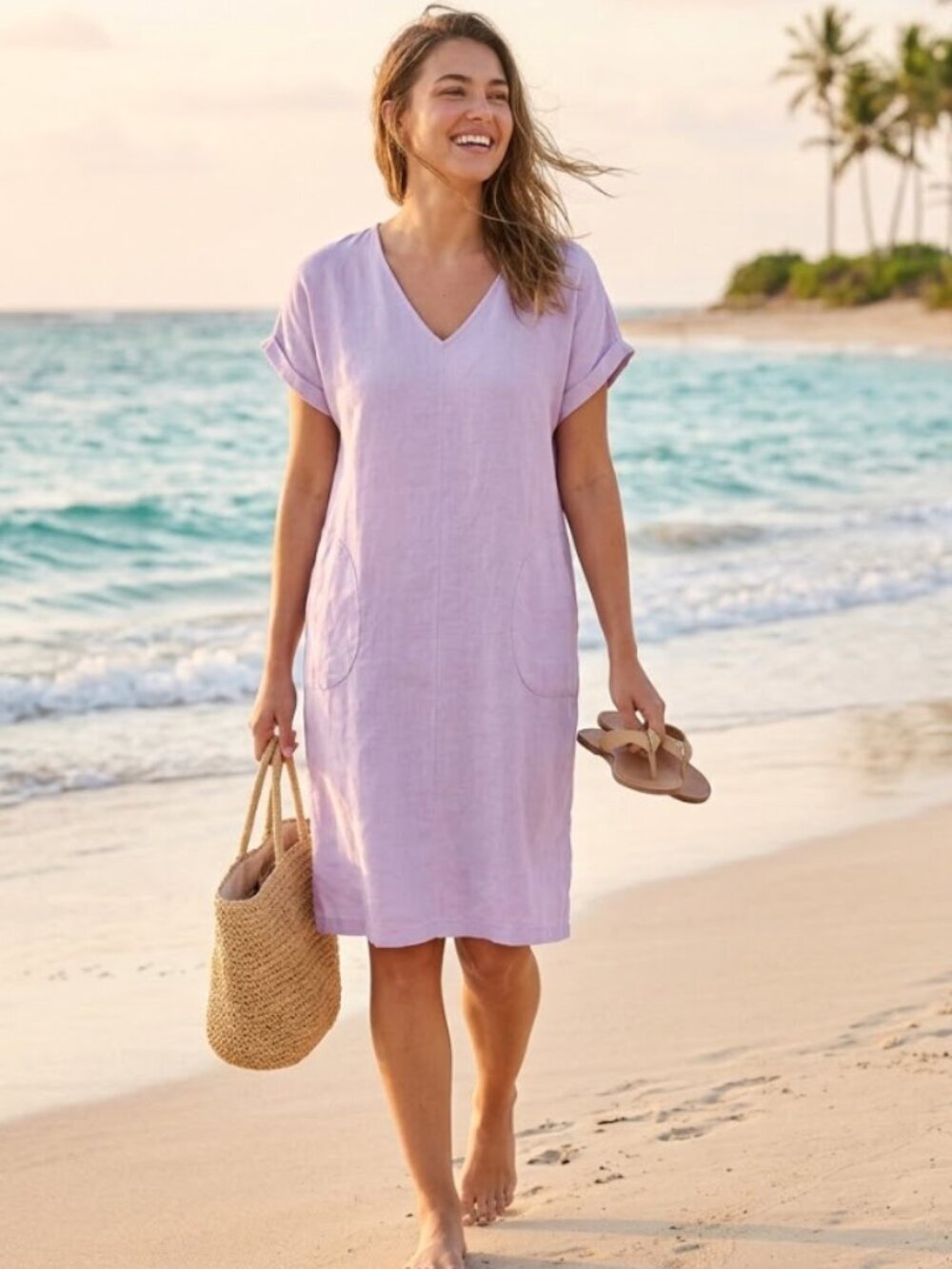 Studio Park x Shawn Killinger Elevated Linen Blend Dress S Purple Pocket Minimal